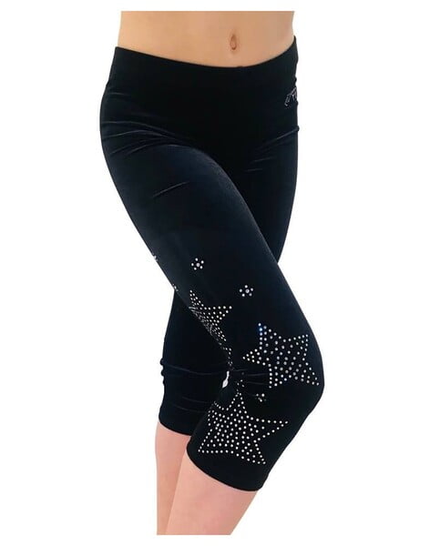 BLACK VELVET STAR LEGGINGS 3/4 Velvet Leggings with Star Rhinestones BLACK VELVET STAR LEGGINGS 3/4 Velvet Leggings with Star Rhinestones