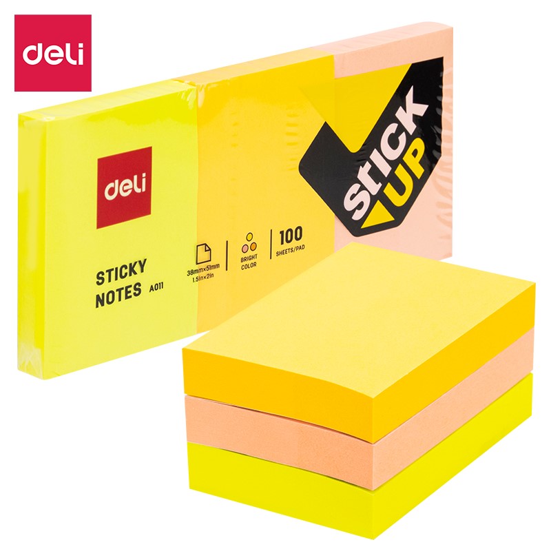 DELI A01103 STICKY 1.5"x2" ASST - PACK OF 3 PADS DELI A01103 STICKY 1.5"x2" ASST - PACK OF 3 PADS
