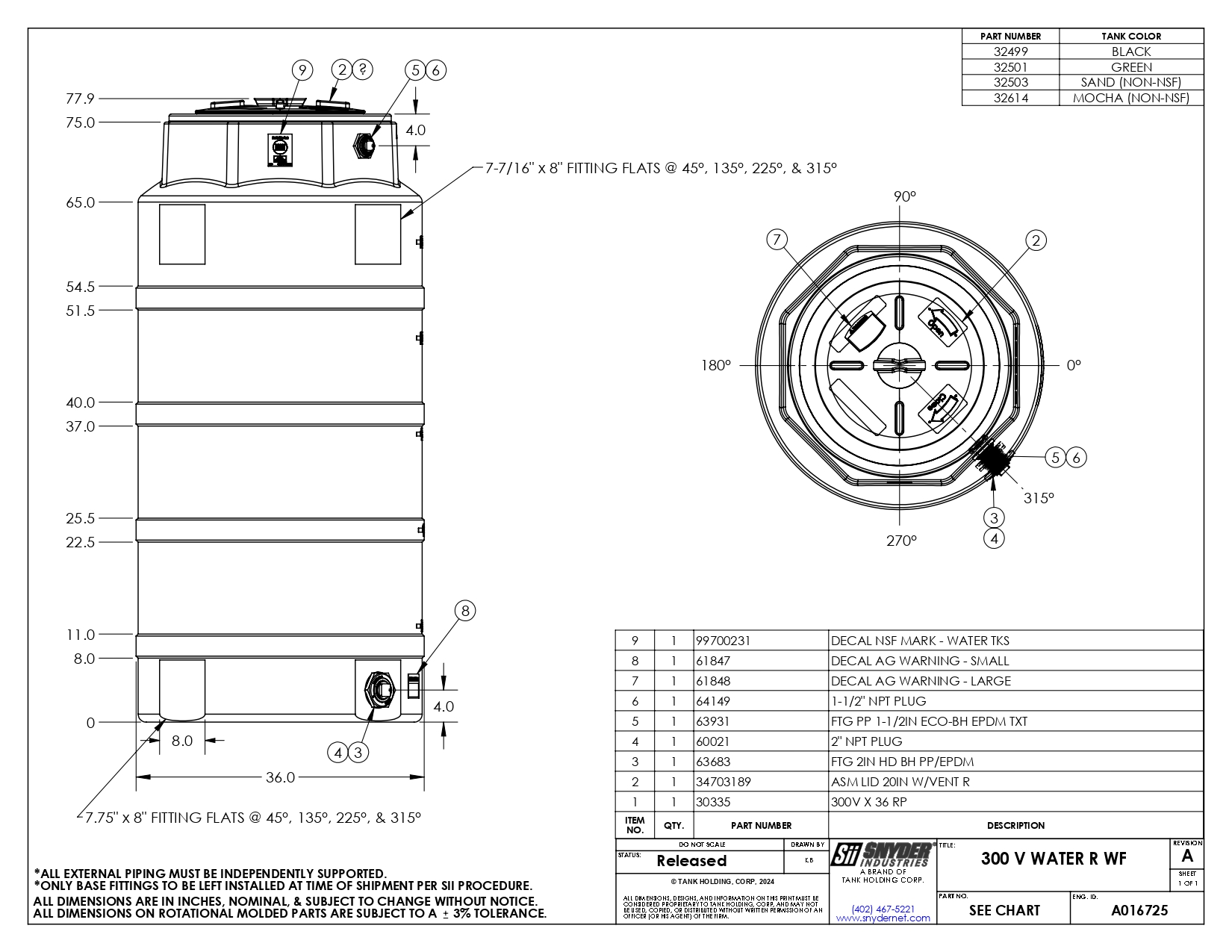Snyder Industries 300 Gallon Mocha Vertical Water Tank Snyder Industries 300 Gallon Mocha Vertical Water Tank