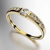 ANILLO BRILLANTE CENTRAL REDONDO ENGARCE DESNUDO (3MM) COSTADOS CON BRILLANTE REDONDO (1.25MM), 20 PUNTOS (MOD. A017)