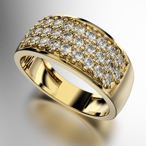 ANILLO ENGARCE PAVE TRES HILERAS CON PIEDRAS REDONDAS (MOD. A053)