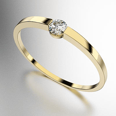ANILLO SOLITARIO CUERPO CINTA ENGARCE DESNUDO PIEDRA REDONDA (MOD. A138)