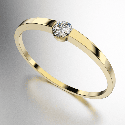 ANILLO SOLITARIO CUERPO CINTA ENGARCE DESNUDO CON BRILLANTE REDONDO DE 10 PUNTOS (3MM) - (MOD. A138)