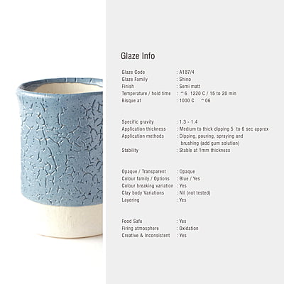 Sara Mid Fire Shino Blue A187/4 Sara Mid Fire Shino Blue A187/4
