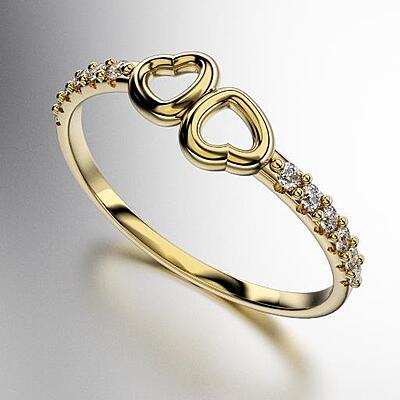 ANILLO CORAZONES ENFRENTADOS COSTADO MEDIO SIN FIN (MOD. 207)