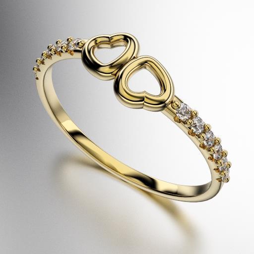 ANILLO CORAZONES ENFRENTADOS COSTADO MEDIO SIN FIN (MOD. 207)