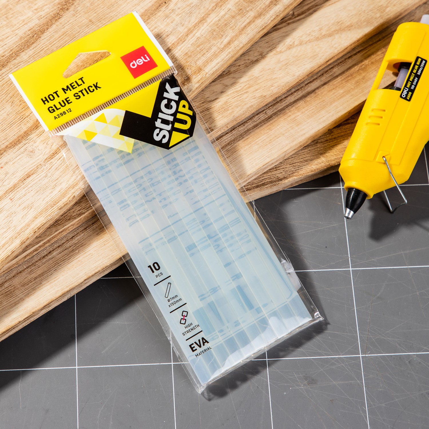DELI A29812 HOT MELT GLUE STICK 7mmX150mm 10/PKT