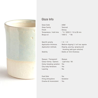 Sara Mid Fire Celadon Light Sky Blue A392 Sara Mid Fire Celadon Light Sky Blue A392