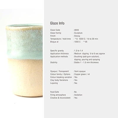 Sara Mid Fire Sculpture Glaze A840 Sara Mid Fire Sculpture Glaze A840
