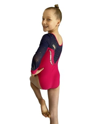 HOT PINK MATT LYCRA / NAVY SHEER LONG SLEEVE HOT PINK MATT LYCRA / NAVY SHEER LONG SLEEVE