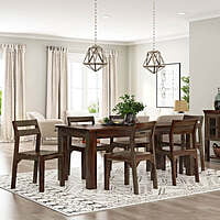 Sheesham Wood 6-Seater Dining Set | Natural Finish Table & Chairs