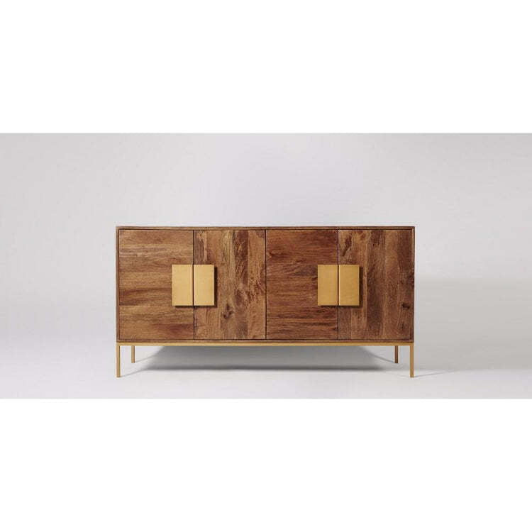 Black Rattan Cane Sideboard with 4 Weave Panels - Modern Coastal Cabinet Black Rattan Cane Sideboard with 4 Weave Panels - Modern Coastal Cabinet