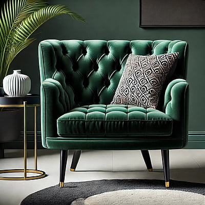 Gunmala Handicrafts Emerald Velvet Tufted Accent Chair Gunmala Handicrafts Emerald Velvet Tufted Accent Chair