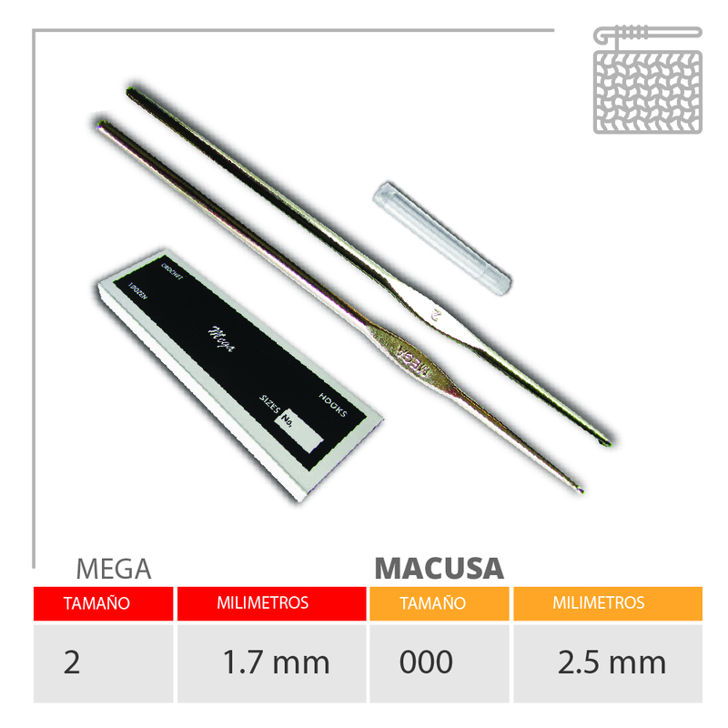 Aguja Crochet Mega No 2 (1.75Mm) Caja X 144Und