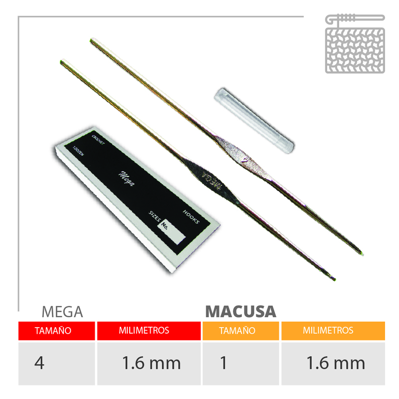 Aguja Crochet Mega No 4 (1.60Mm) Caja X 144Und