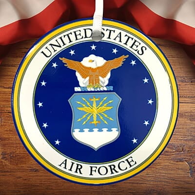 Air Force Ceramic Ornament, Custom Military Keepsake Gift Patriotic Remembrance, Serviceman, Veteran