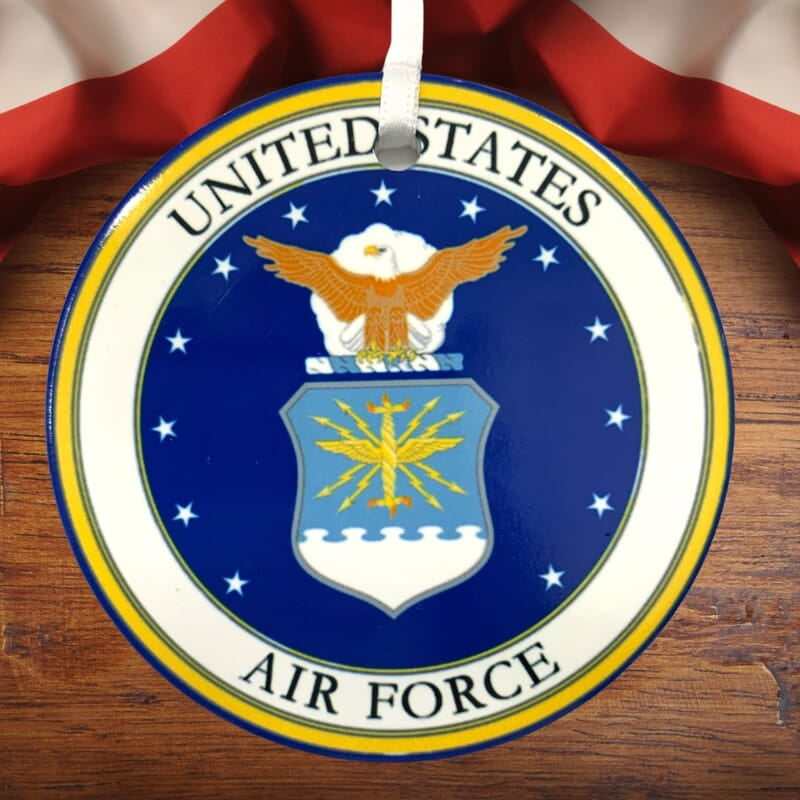 Air Force Ceramic Ornament, Custom Military Keepsake Gift Patriotic Remembrance, Serviceman, Veteran