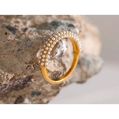 Anillo 4 Lineas de Perlitas