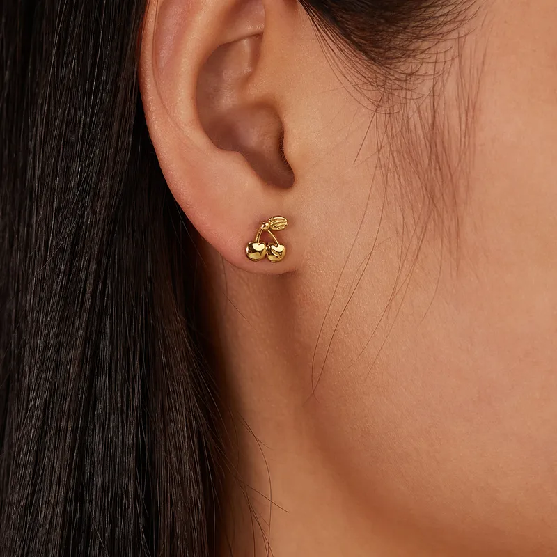 Cherry Earrings Gold