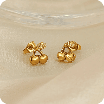 Cherry Earrings Gold