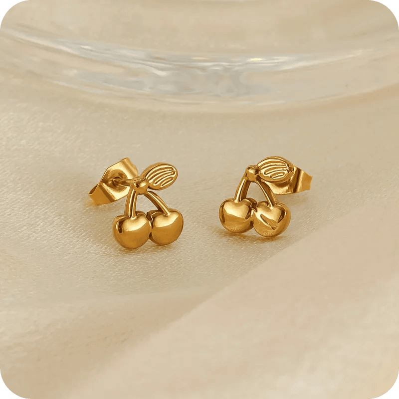 Cherry Earrings Gold