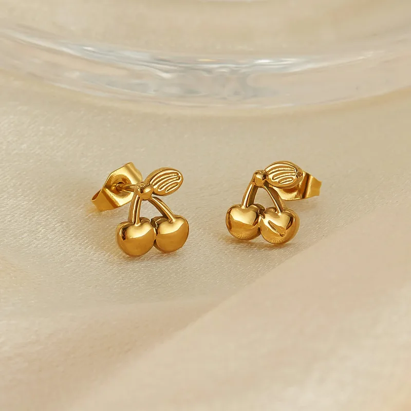 Cherry Earrings Gold