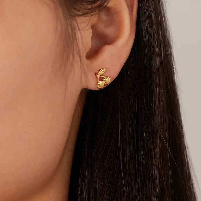 Cherry Earrings Gold