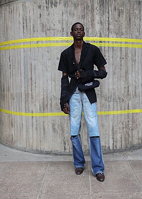 Two Tone Back Panel Jeans with 3/4 vent
