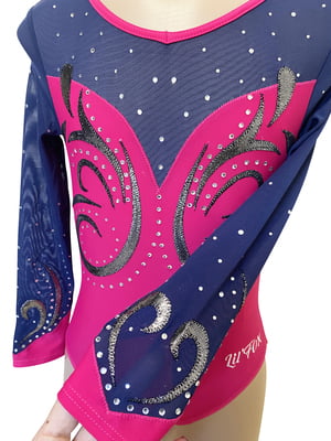 HOT PINK MATT LYCRA / NAVY SHEER LONG SLEEVE HOT PINK MATT LYCRA / NAVY SHEER LONG SLEEVE