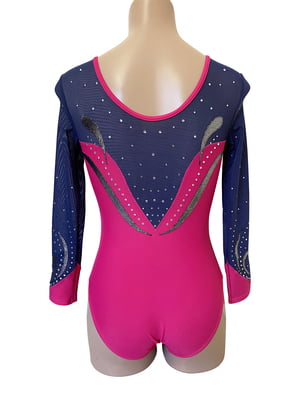 HOT PINK MATT LYCRA / NAVY SHEER LONG SLEEVE HOT PINK MATT LYCRA / NAVY SHEER LONG SLEEVE
