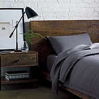 Vintage Industrial Platform Bed With Front Storage In solid Wood - King Size Vintage Industrial Platform Bed With Front Storage In solid Wood - King Size