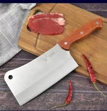 WOODEN HANDLE HEAVY DUTY ORIGINAL STAINLESS STEEL BUTCHERS KNIFE