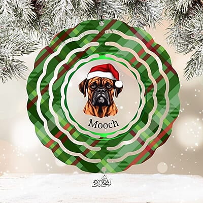 Breeds Starting with B Dog Santa Hat Personalized 4" Wind Spinner Ornament Keepsake  Pet Parent Gift