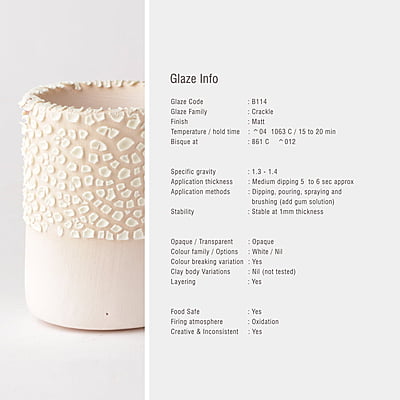 Sara Low Fire Crackle White B114 Sara Low Fire Crackle White B114