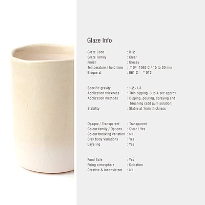 Sara Low Fire Clear Glaze B12 Sara Low Fire Clear Glaze B12