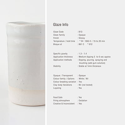 Sara Low Fire Opaque White B13 Sara Low Fire Opaque White B13