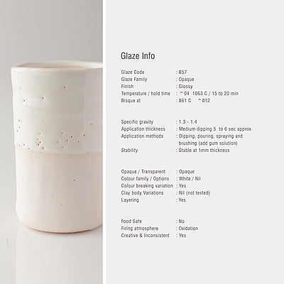 Sara Low Fire Opaque White B57 Sara Low Fire Opaque White B57