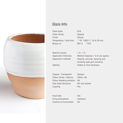 Sara Low Fire Opaque White B76 Sara Low Fire Opaque White B76