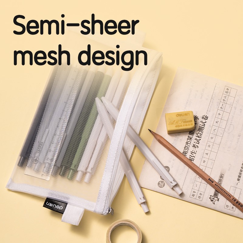 DELI BC348 SCHOOL PENCIL POUCH BLACK MESH DELI BC348 SCHOOL PENCIL POUCH BLACK MESH