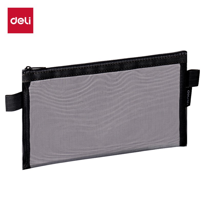 DELI BC348 SCHOOL PENCIL POUCH BLACK MESH DELI BC348 SCHOOL PENCIL POUCH BLACK MESH