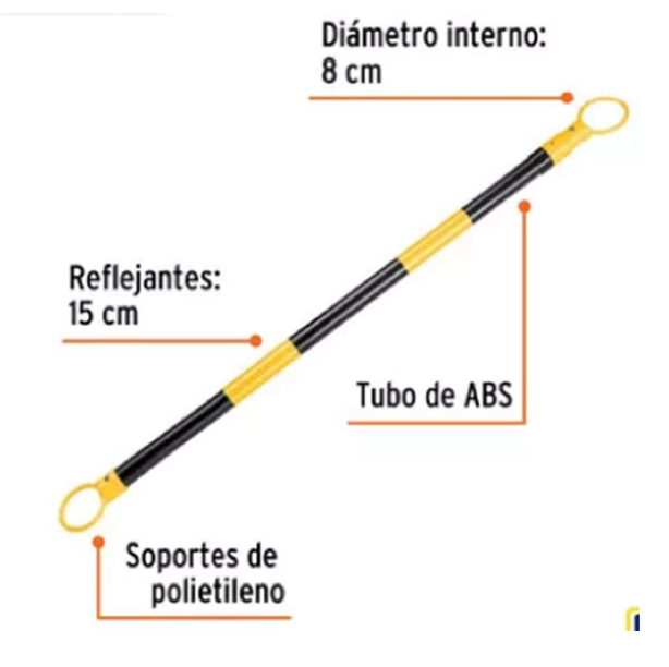 BARRA EXTENISIBLE DE 1.3 A 2.10 MTS AMARILLA NEGRA