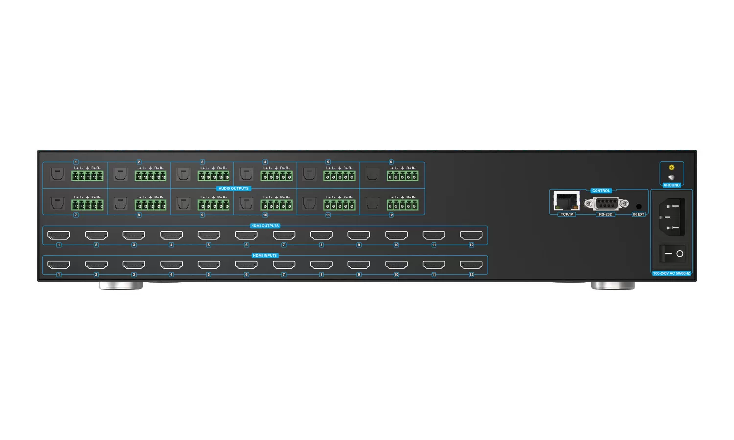 BG-8K-1212MA |  12x12 8K UHD HDMI 2.1 Matrix Switcher with Audio De-embedder (8K60, 4K120 4:4:4 10bit VRR, FVA, ALLM support)