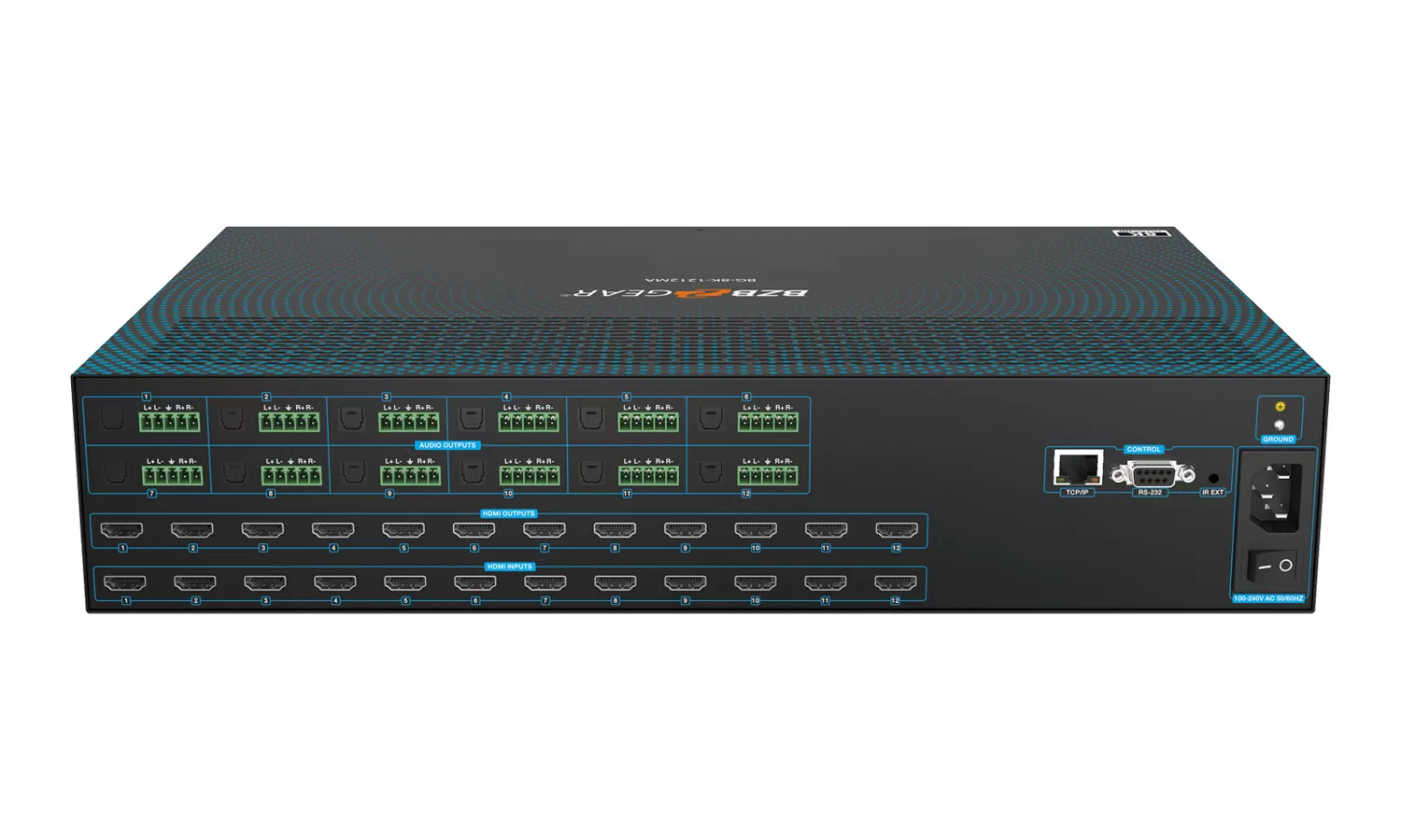 BG-8K-1212MA |  12x12 8K UHD HDMI 2.1 Matrix Switcher with Audio De-embedder (8K60, 4K120 4:4:4 10bit VRR, FVA, ALLM support)