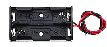 2 x 1.5V AA Battery Holder Case Box Black Wire Leads