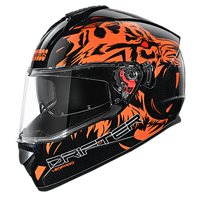 STUDDS DRIFTER D2 BLACK N10 ORANGE D/V (XL) WITH SPOILER