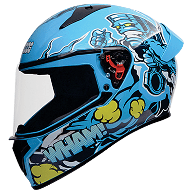 STUDDS THUNDER D10 BLUE N1 BLUE C/V (L) WITH SPOILER AND MIRROR VISOR