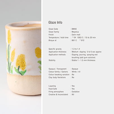 Sara Low Fire Majolica Satin Matt White BM08 Sara Low Fire Majolica Satin Matt White BM08