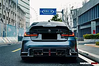 2021-UP BMW M3 G80 BKSS Style Rear Diffuser with LED Lights & Quad Exhaust Tips