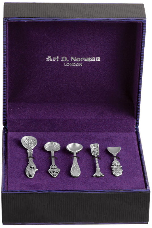 Set of 5 Assorted Victorian Salt/Mustard Spoons English Sterling Silver
