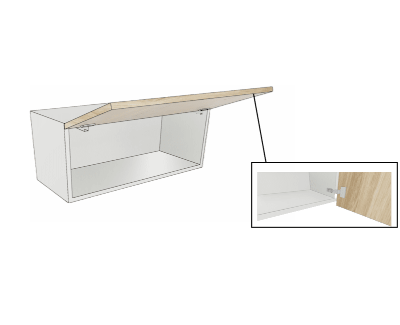 BRIDGE WALL CABINET 1 DOOR FLIP UP PULL OUT CUSTOM